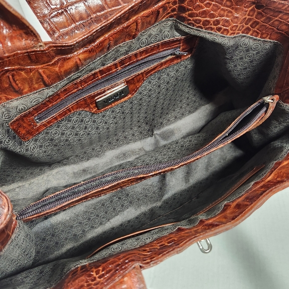 Veari hornback authentic crocodile leather xl tote bag purse carmel brown euc! - Picture 9 of 16